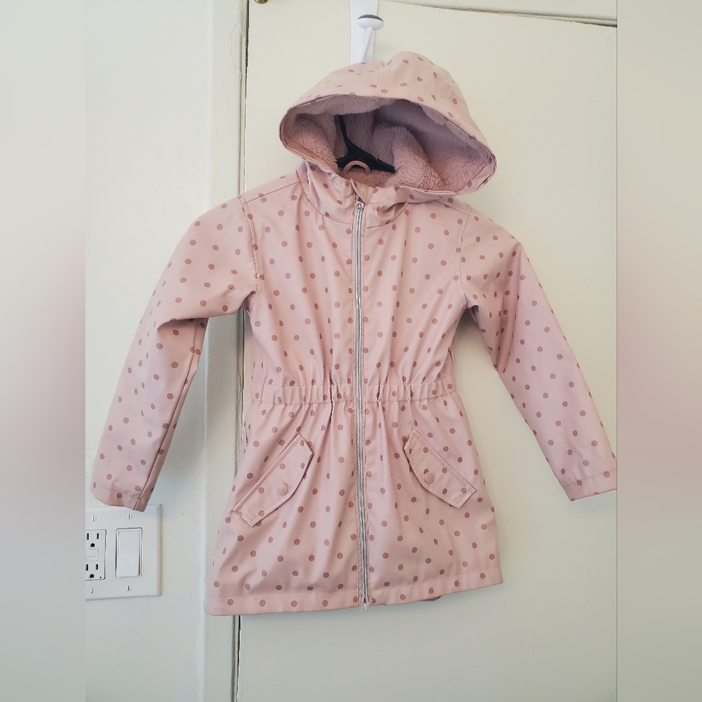 C&C California Chic Pink Polka Dot Hooded Kids Coat